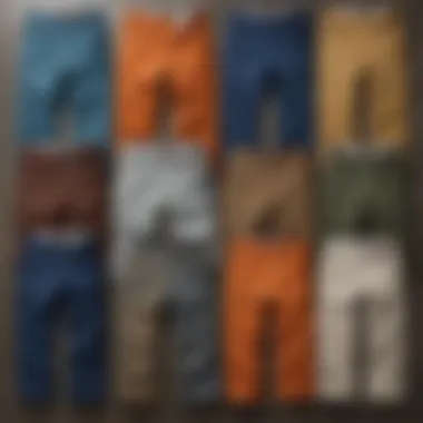 Diverse styles of Dickies pants displayed