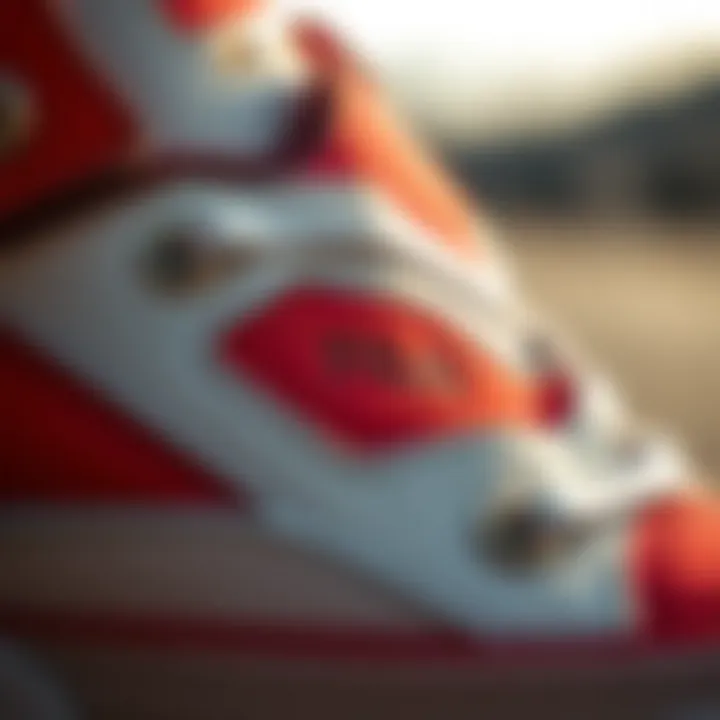 Performance Features of Fila Renno Red Close-up of Fila Renno Red materials highlighting performance features