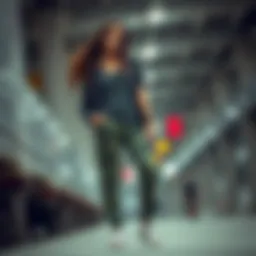 Stylish green camouflage pants paired with a casual top