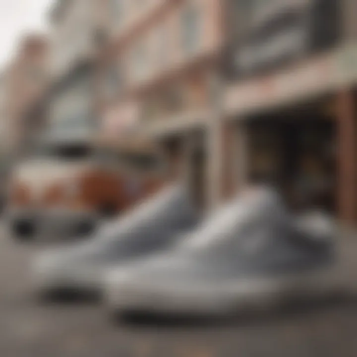 A vintage advertisement highlighting grey low top Vans and their connection to skate culture.