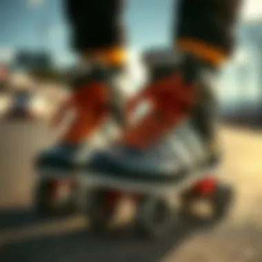 Close-up of the intricate details of hi top Heelys