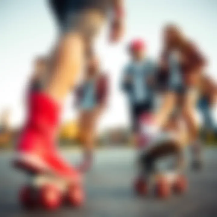 Group of friends enjoying a day out wearing hi top Heelys