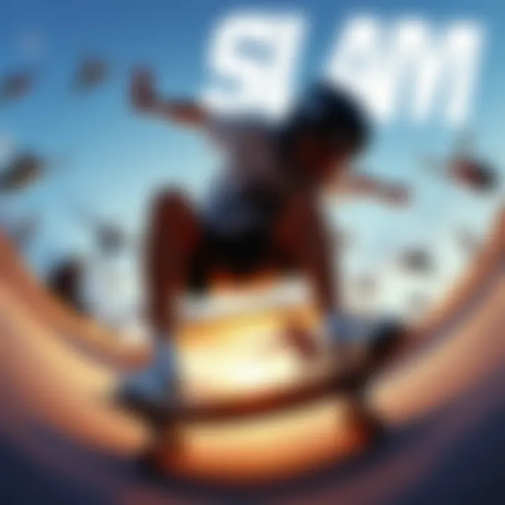 An engaging collage of skateboarding trends influenced by Slam Magazine