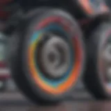 Close-up view of Impala roller skate wheels showcasing their vibrant colors and intricate design.