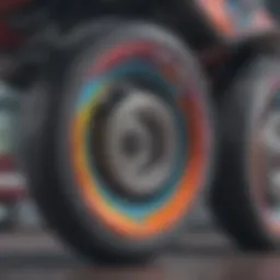 Close-up view of Impala roller skate wheels showcasing their vibrant colors and intricate design.