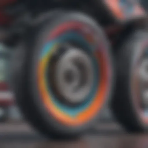 Close-up view of Impala roller skate wheels showcasing their vibrant colors and intricate design.