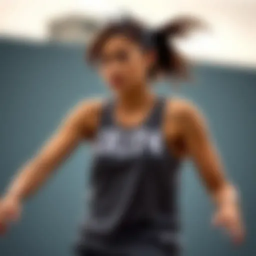 Loose fit racerback tank showcasing its stylish design