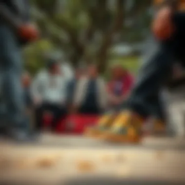 Group of skateboarders discussing footwear preferences with Marana shoes featured