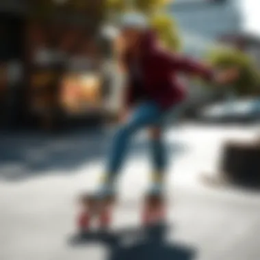 User enjoying a dynamic skating experience with Moxi Joyride skates in motion