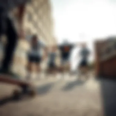 Diverse skateboarders testing the shoes in an urban environment