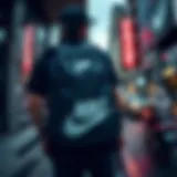 Nike backpack with adjustable straps showcased in urban setting