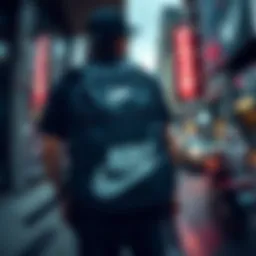 Nike backpack with adjustable straps showcased in urban setting