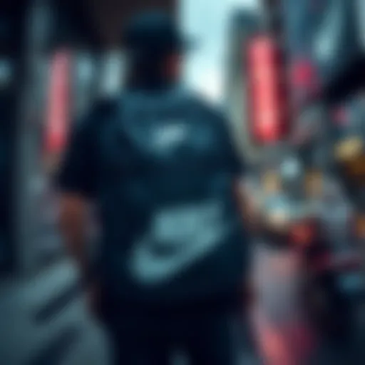 Nike backpack with adjustable straps showcased in urban setting