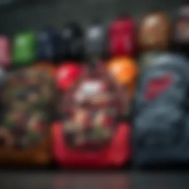 Variety of Nike backpacks displayed with different materials