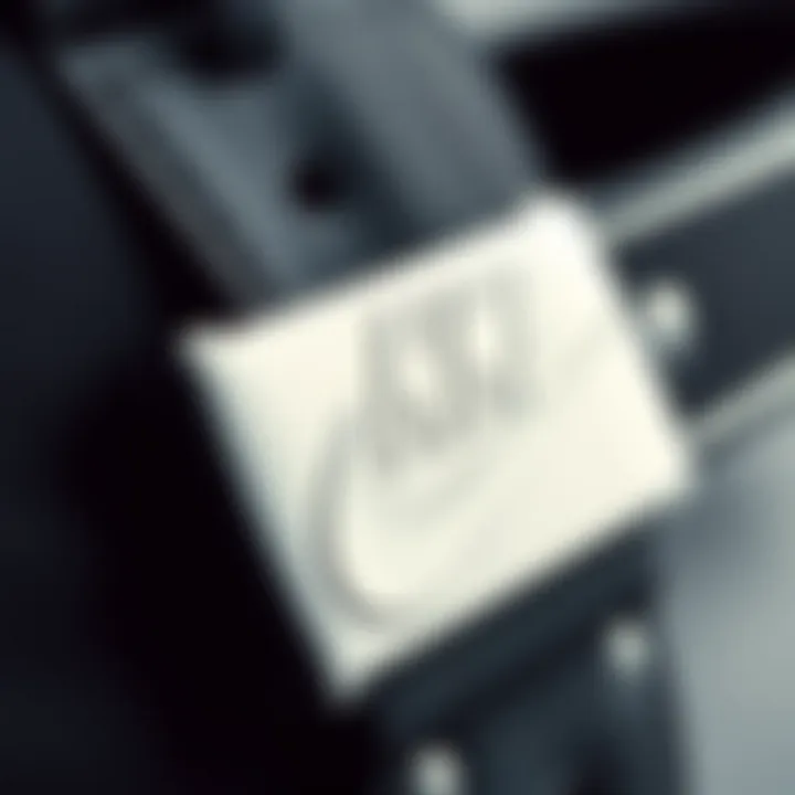 Close-up of Nike belt buckle with logo