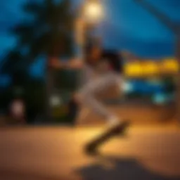 Dynamic skateboarding scene featuring the Nike Mock Tee