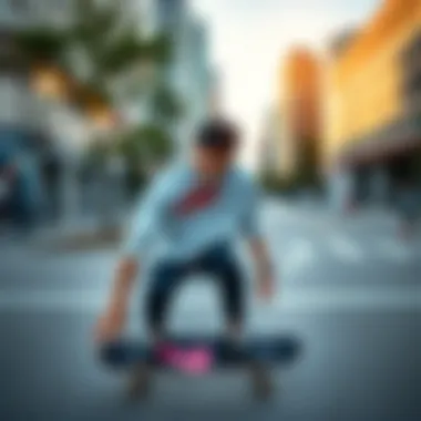 Stylish skateboarder wearing the Nike Mock Tee in an urban setting