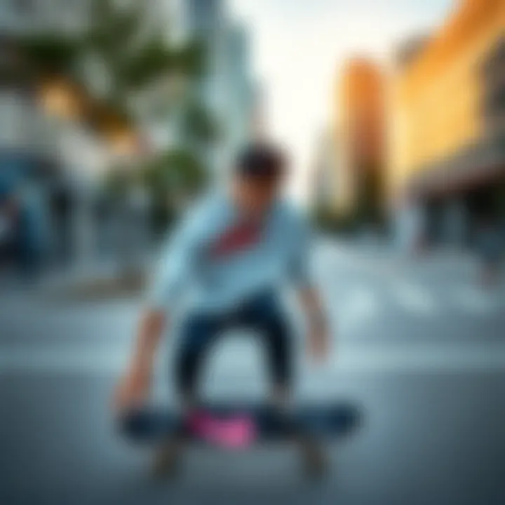 Stylish skateboarder wearing the Nike Mock Tee in an urban setting