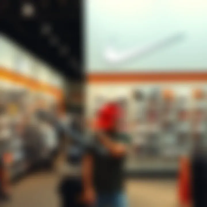 Inside the Nike Outlet displaying a wide range of footwear and apparel