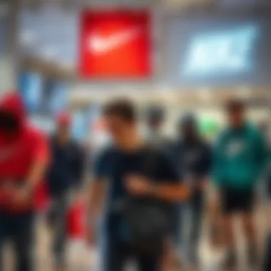 Shoppers enjoying their experience at the Nike Outlet in Rosemont