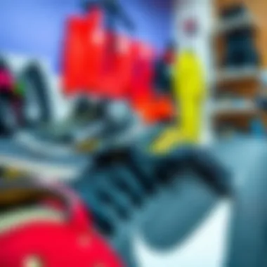 A close-up of skateboarding gear and footwear available at the outlet