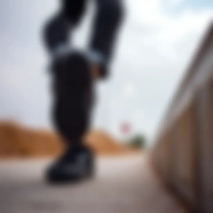 Fashionable outfit styled with all-black platform Vans, highlighting versatility.