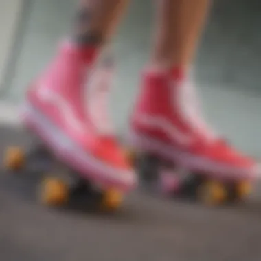 A group of skateboarders showcasing their colorful Vans footwear