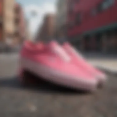 Trendy pink and red Vans displayed in a stylish urban environment