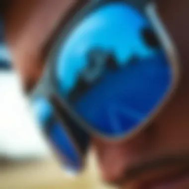 Close-up of Ray-Ban RB4165 Blue sunglasses highlighting lens quality