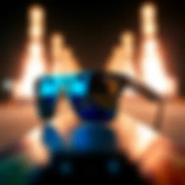 Ray-Ban RB4165 Blue sunglasses showcased on a skateboard deck