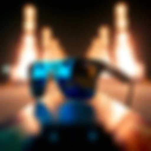 Ray-Ban RB4165 Blue sunglasses showcased on a skateboard deck