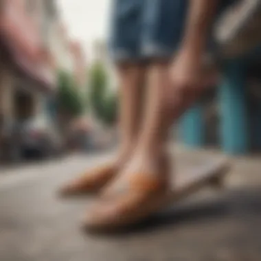 A depiction of the cultural significance of slip-on sandals in skateboarding communities