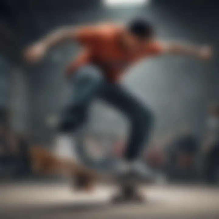 Skater demonstrating a trick while wearing stylish sweatpants