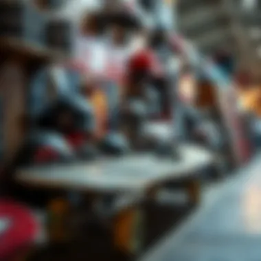 A historical display of skateboarding gear and memorabilia