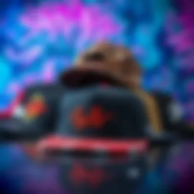 An overview of popular snapback hat styles laid out against a vibrant background