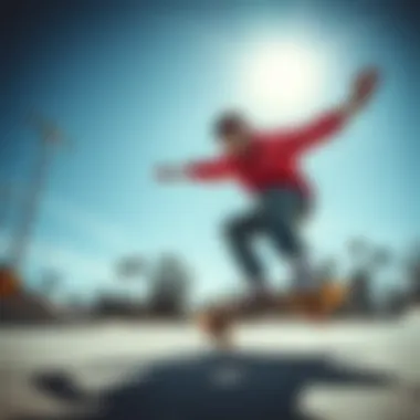 Skateboarder performing a trick while wearing polarized sunglasses