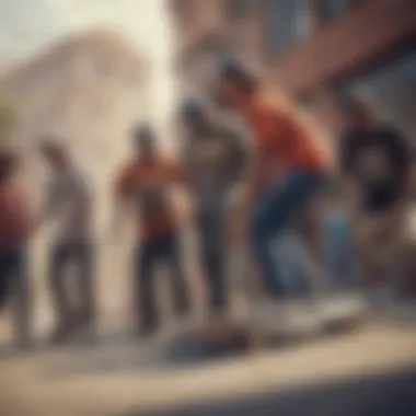 Group of skateboarders wearing Surpa Vaider, representing community and culture