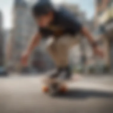 A young enthusiast performing tricks with Tech Deck mini skateboards
