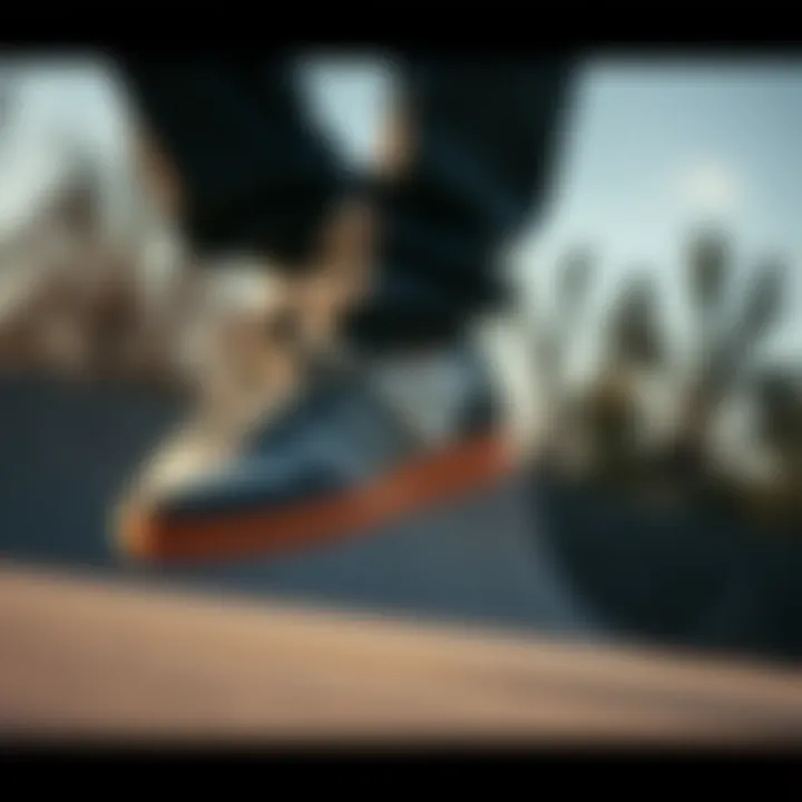 Adidas Forum Low gum sole in action during a skateboarding session, highlighting its performance.