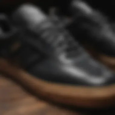 Close-up of the black gum sole of Adidas Samba