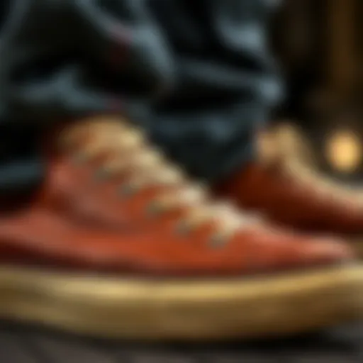 Close-up of the rich texture and craftsmanship of all-leather Converse sneakers