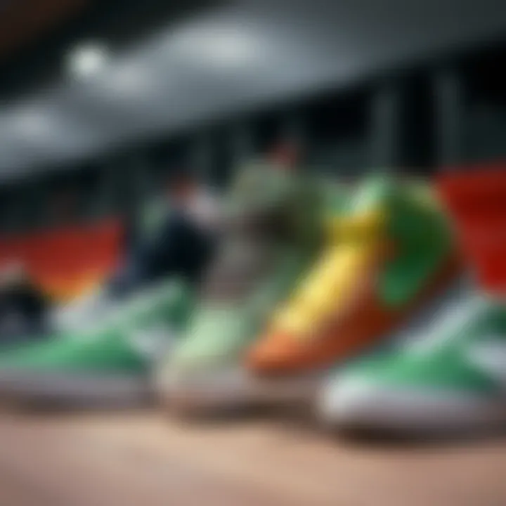 Collection of green Osiris shoes in various styles