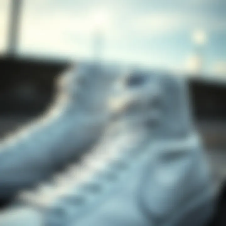 Close-up of White Nike Blazers High detailing