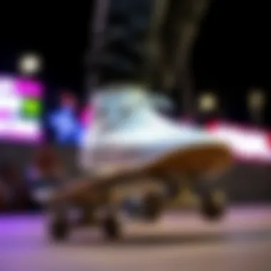 White Nike Blazers High on a skateboard