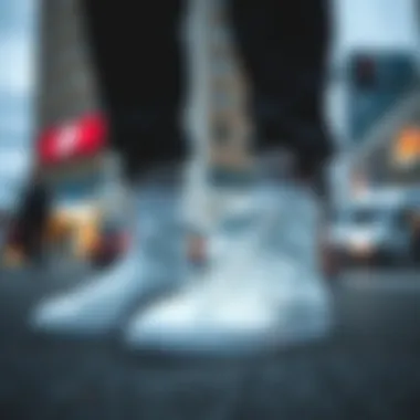 Urban setting showcasing the style of White Nike Blazers High