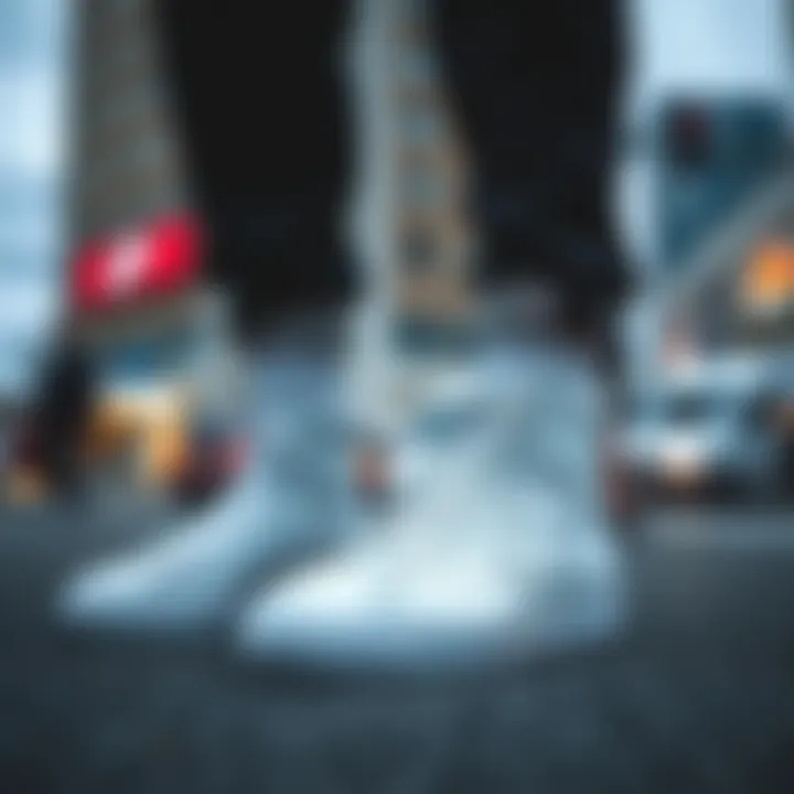 Urban setting showcasing the style of White Nike Blazers High