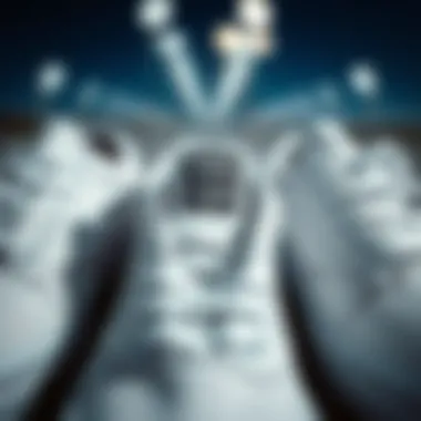 Close-up of white vans showcasing unique design elements