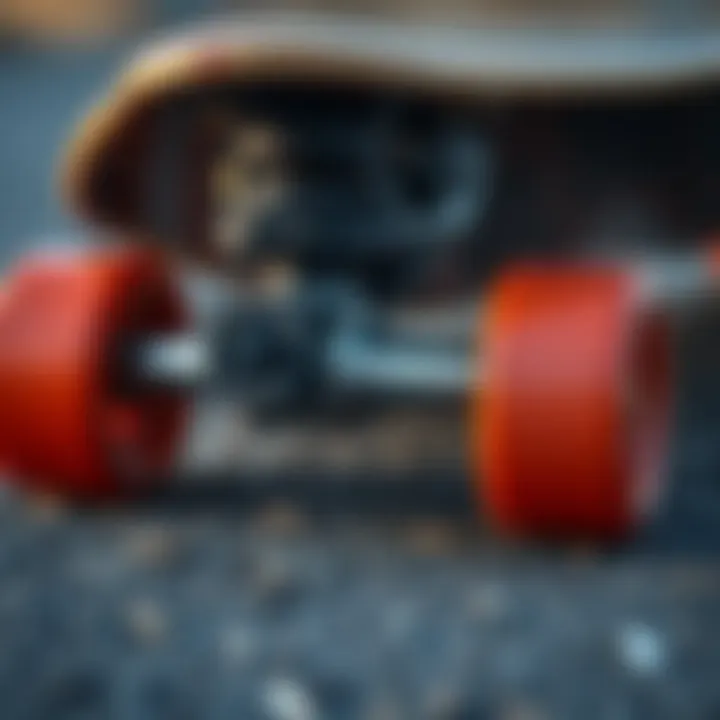 Quality Components in Drop-Through Longboards Close-up of high-quality trucks and wheels on a drop-through longboard