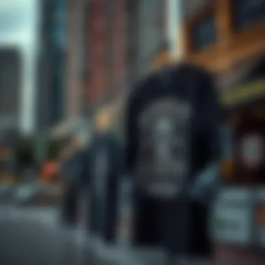 Affordable graphic tees displayed in an urban setting