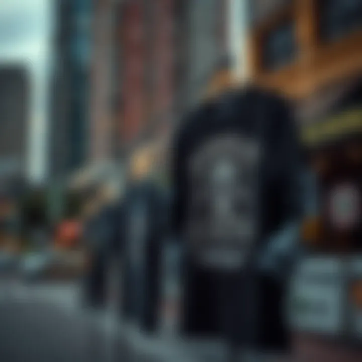 Affordable graphic tees displayed in an urban setting